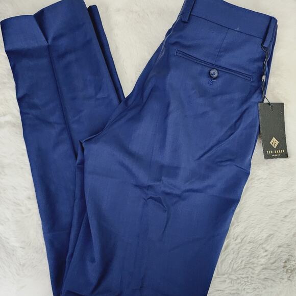 NEW Ted Baker Castlet Debonair Plain Suit Trouser Blue Pant Men's Size 30 Long - Picture 9 of 12